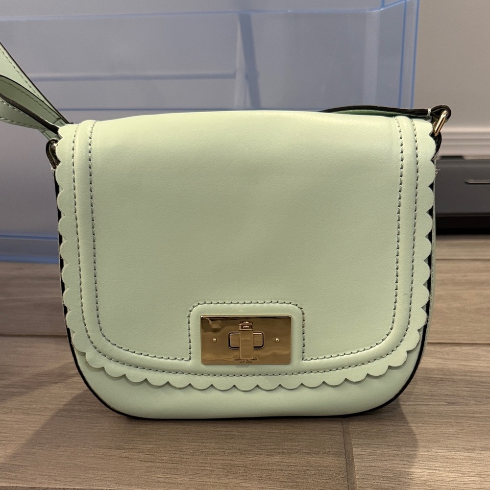 Kate Spade Lilac Road Seth crossbody saddle bag in mint green leather